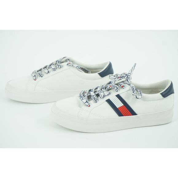 Tommy Hilfiger Fantim Flag Stripe Flat Canvas Sneakers SZ 6 White Low Top - Picture 10 of 10